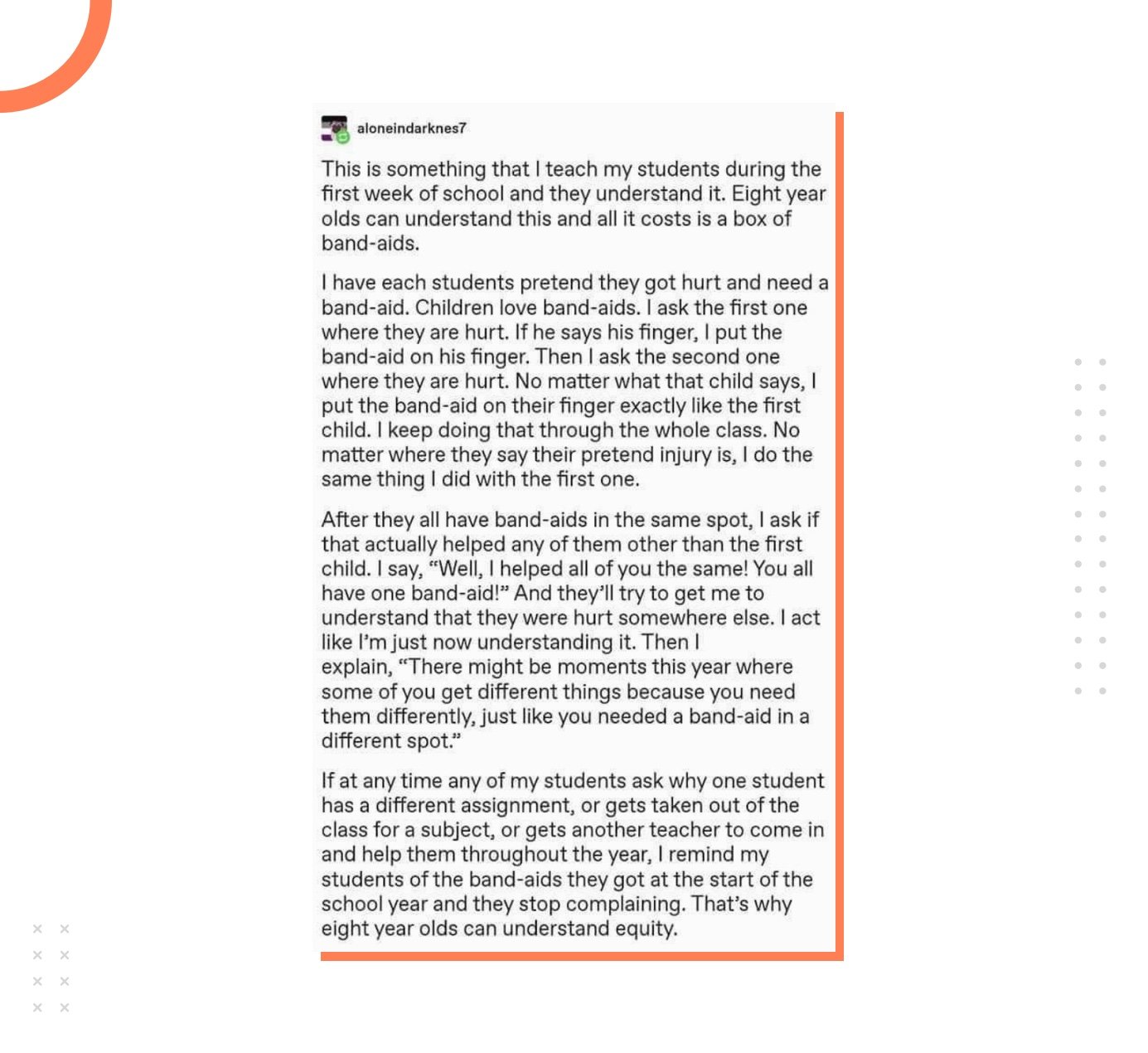 A post on equality by a teacher