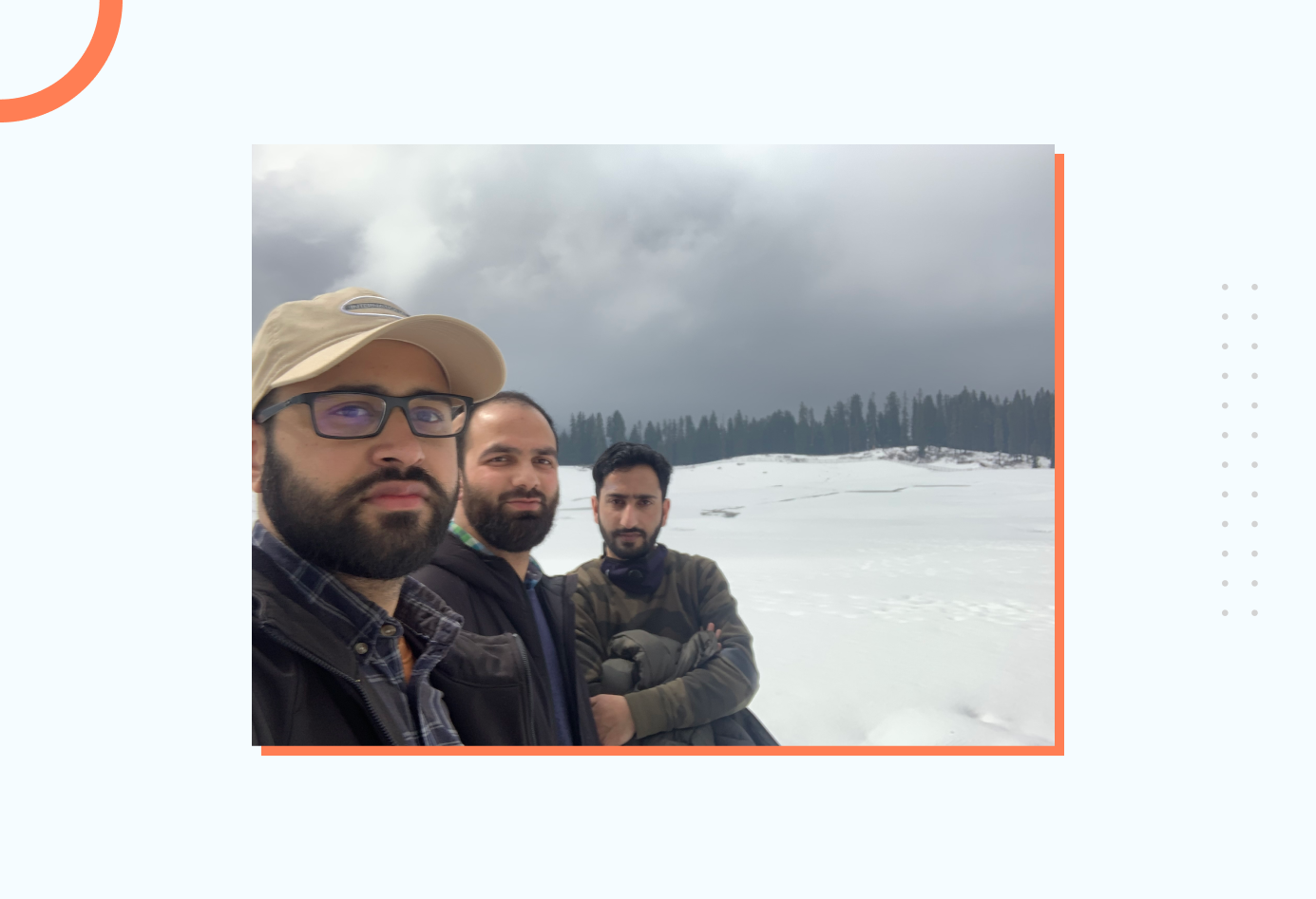 Bassam out with his team members in a fine winter day