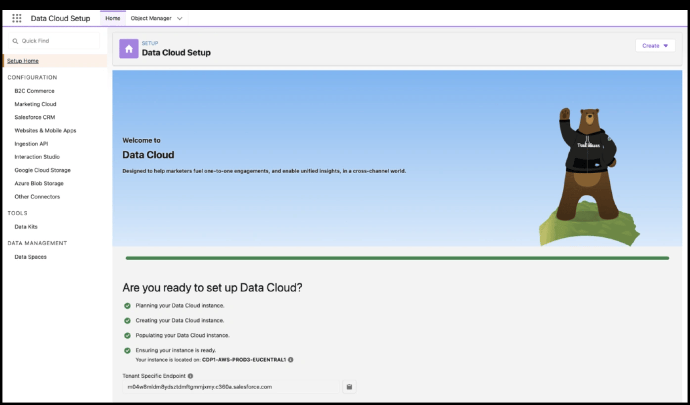 Data cloud setup