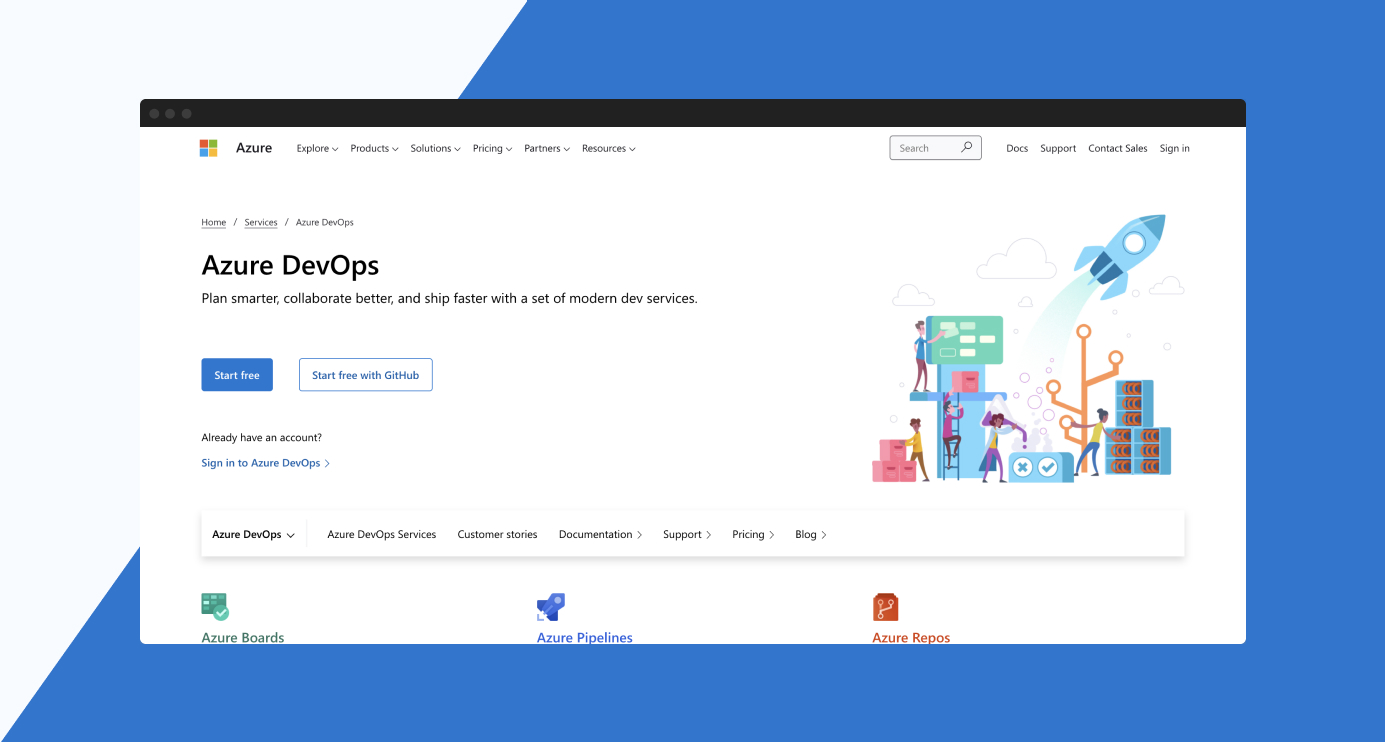 Sign up for Azure DevOps Step 1 Axelerant