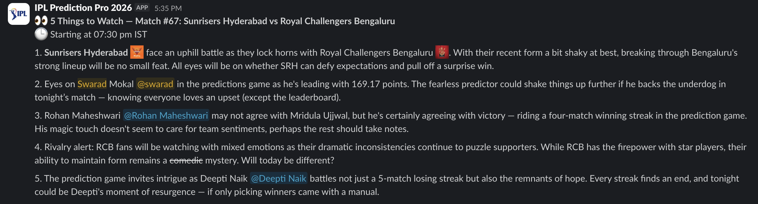 Important Match Spotlight