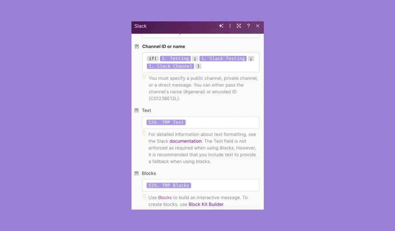 Slack-Block-Kit-message