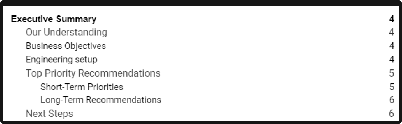 Executive summary of web platform audits