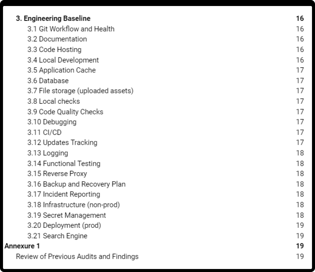 Axelerant's engineering baseline for web platform audits