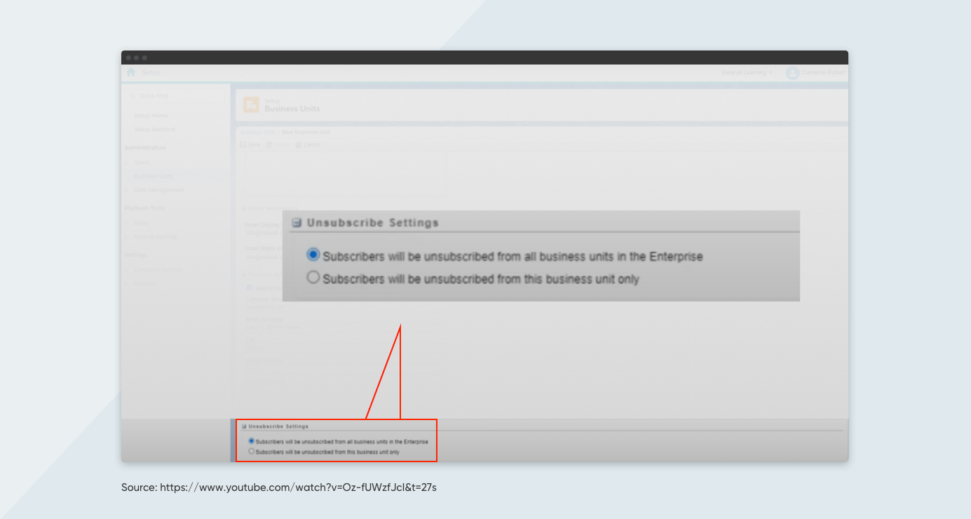 Option to choose the desired unsubscribe option