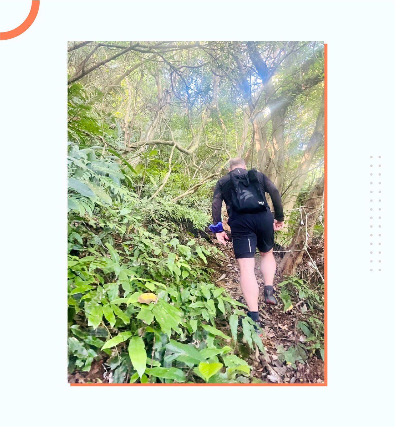 Michael trudging up a hike