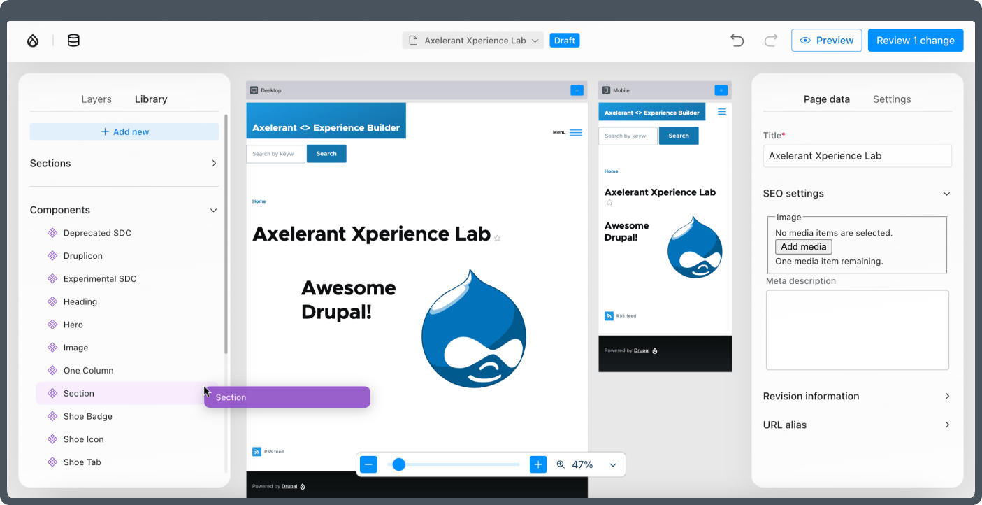 Drag and Drop functionality