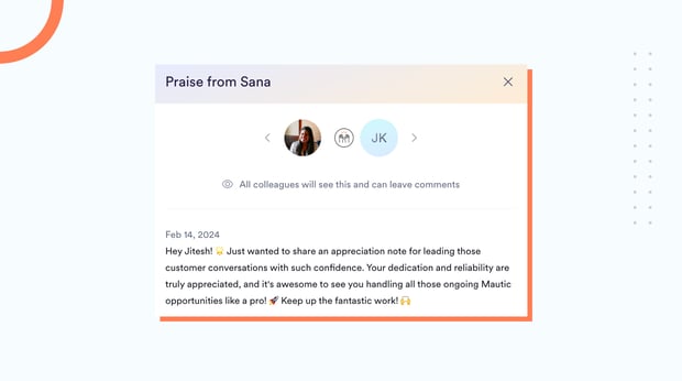 Sana praising team members