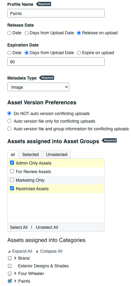 Creating Upload Profiles On Acquia DAM