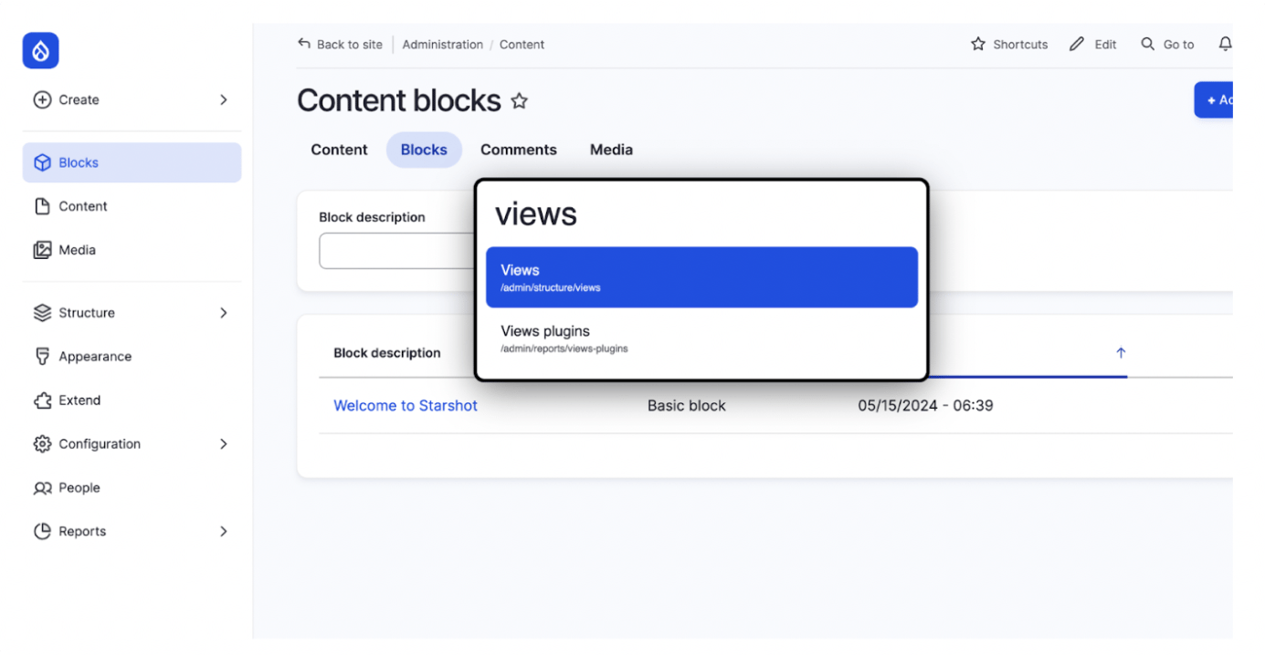 Drupal Admin Navigation