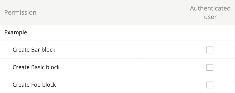 Permission in Example module in Drupal 8