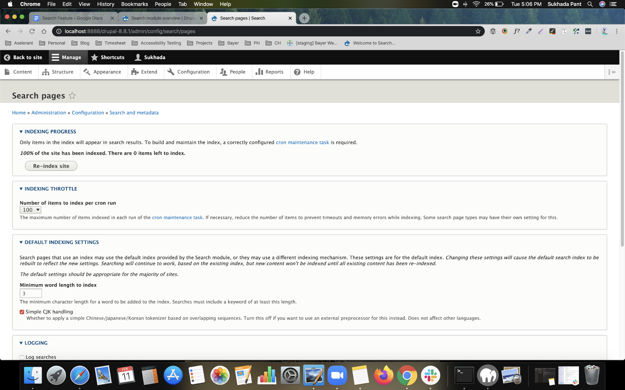 indexing in Drupal search engine